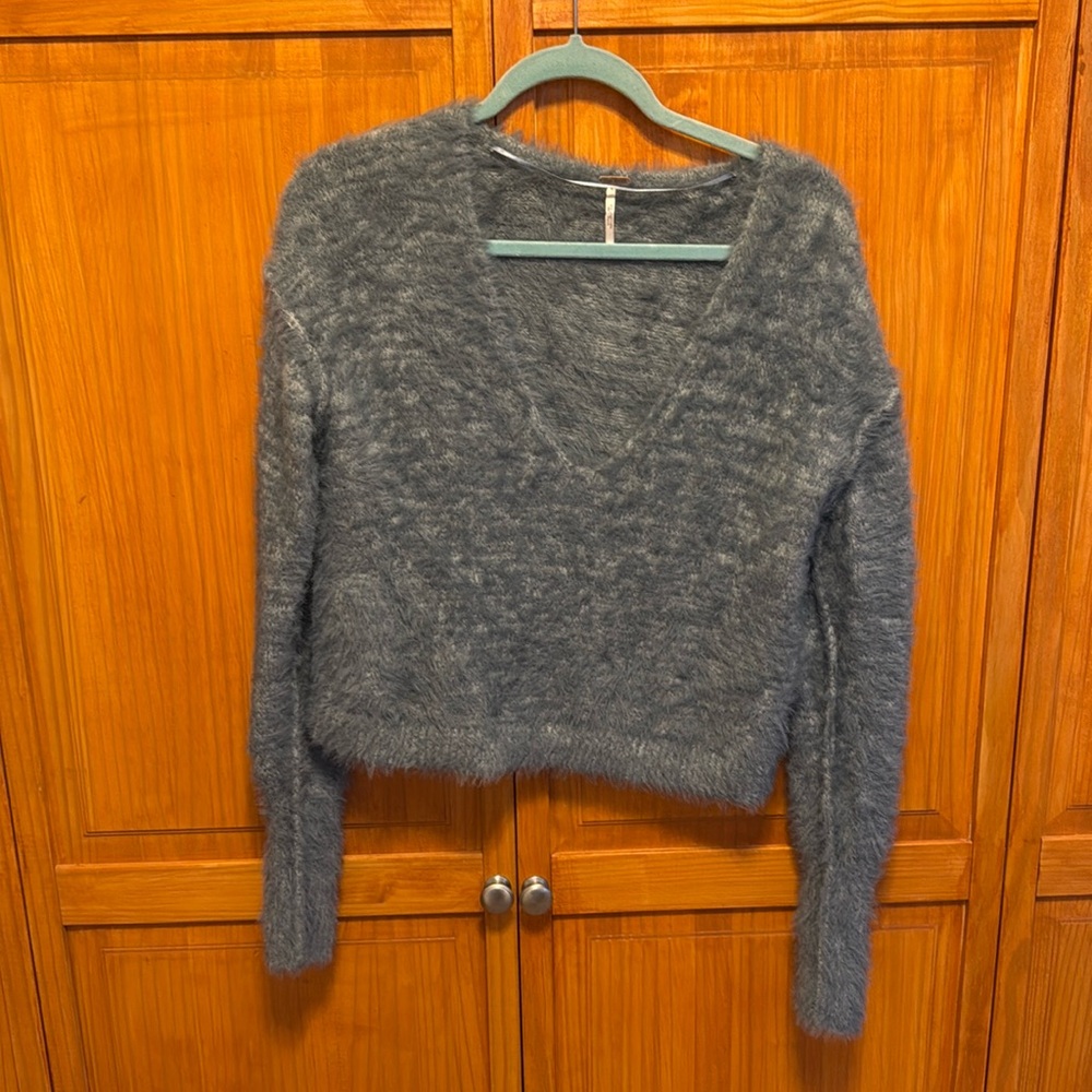 Free People blue v neck loose sweater